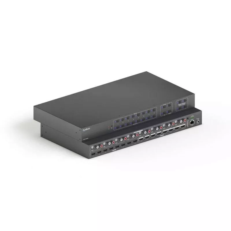 PureLink PureTools PT-MA-HD88DA - 8x8 HDMI-maatriks, 4K@60Hz, HDCP 2.2, 18 Gbps, heli eraldamine, riiulipaigaldus