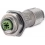 METZ CONNECT M12 pistikupesa D-kodeeritud IP67 väliühendatav äärikuga, emane, 4-kontaktiline, A-kodeeritud