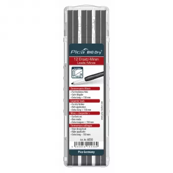 Pica BIG DRY Refills Carpenters 2H – 12 juhti, must, ristkülikukujuline profiil