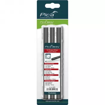 PICA BIG DRY Refills Carpenter 2H - 12 juhti, ristkülikukujuline 2x5mm, 150mm, must grafiit