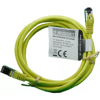 IT-BUDGET Full Copper Premium Patch Cable - Flex AWG 26 - Cat.8.1 - 2000 MHz - Halogen-Free - PoE+ - 40 Gbit - Yellow - 3 m