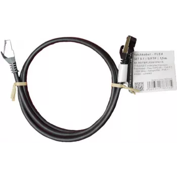IT-BUDGET Full Copper Premium Patch Cable - Flex AWG 26 - Cat.8.1 - 2000 MHz - Halogen-Free - PoE+ - 40 GBit - Black - 1.5 m