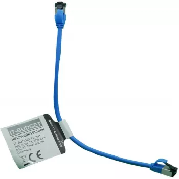 IT-BUDGET Full Copper Premium Patch Cable - Slim AWG 28 - Cat.8.1 - 2000 MHz - Halogen-Free - PoE+ - 40 GBit - Blue - 0.25 m