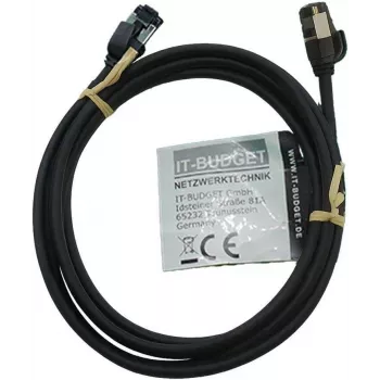 IT-BUDGET Full Copper Premium Patch Cable - Slim AWG 28 - Cat.8.1 - 2000 MHz - Halogen-Free - PoE+ - 40 Gbit - Black - 2 m