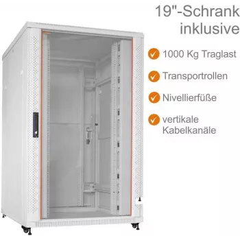 IT-BUDGET 19-tolline võrgukapp SRK - 27U - 800x800 mm - Klaas-/täisterasest uks - kaablikanalid - tasapakend - helehall (RAL 7035)