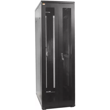 IT-BUDGET 19 inch Network Cabinet SRK Complete Set - 38U - 800x800 mm - Perforated Double Doors Front & Rear - 4 Active Fans - PDU - Shelves - Pre-assembled - Black (99ITB19SRK3888DTSM)