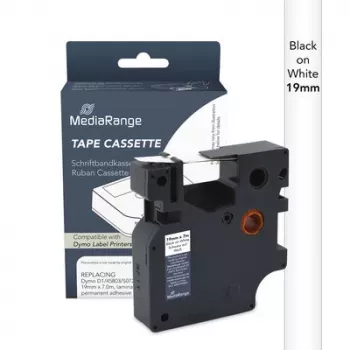 MediaRange Ühilduv Dymo D1 Sildilindikassett 19mm x 7m Must Valgel (MRDY45803)