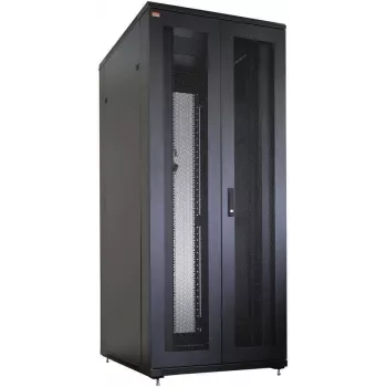 IT-BUDGET 19 inch Network Cabinet SRK - Complete Set - 42U - 800x800 mm - Perforated Double Doors Front & Rear - 4 Active Fans - PDU - Shelves - Flatpack - Black (90ITB19SRK4288DTS)