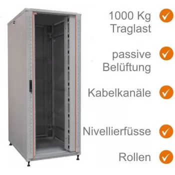IT-BUDGET 19-tolline võrgukapp SRK - 42U - LxS 800x800 mm - Läbipaistev/terasuks - Kaablikanalid - Lamepakend - Helehall (90ITB19SRK4288GGN)