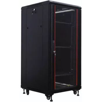 IT-BUDGET 19-tolline võrgukapp SRK - 27U - 600x600 mm - Karastatud klaas/täisterasest uks - Eelmonteeritud - Must (99ITB19SRK2766GSNM)