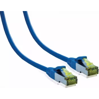 IT-BUDGET Full Copper Premium Patch Cable Cat.6A with Cat.7 Raw Cable 600 MHz Halogen-Free PoE+ 10Gbit Blue 0.25 m