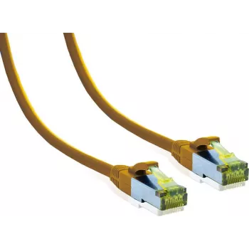 IT-BUDGET Full Copper Premium Patch Cable Cat.6A with Cat.7 Raw Cable 600 MHz Halogen-Free PoE+ 10GBit Yellow 10 m