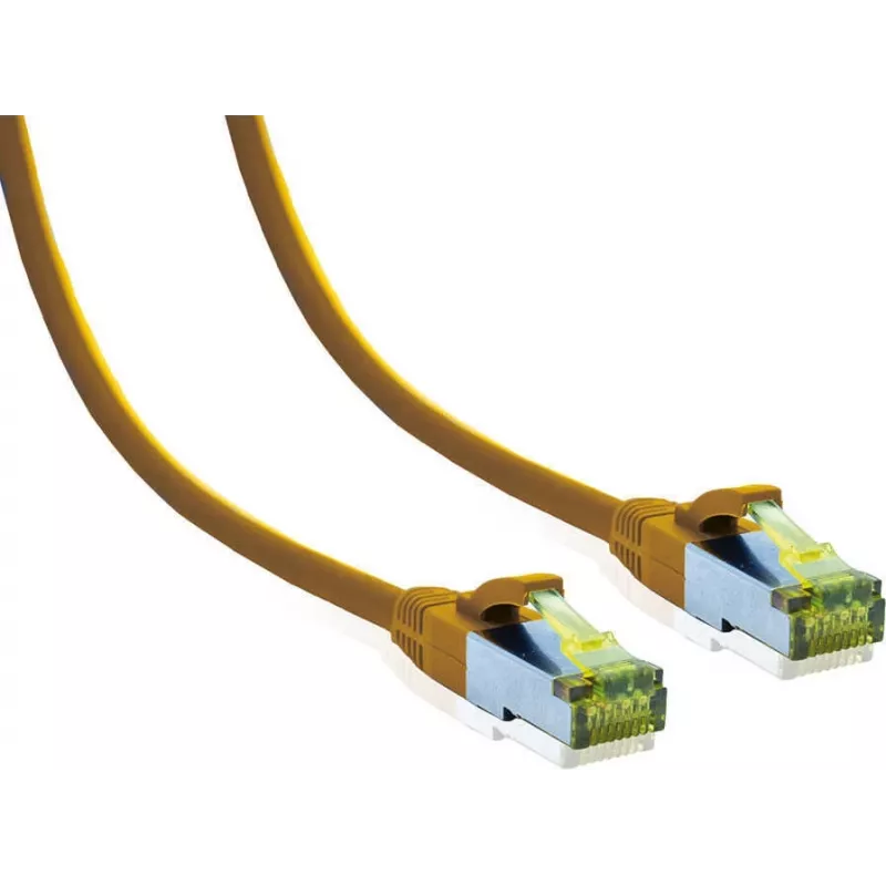IT-BUDGET Full Copper Premium Patch Cable Cat.6A with Cat.7 Raw Cable 600 MHz Halogen-Free PoE+ 10GBit Yellow 10 m
