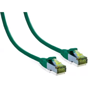 IT-BUDGET Full Copper Premium Patch Cable - Cat.6A with Cat.7 Raw Cable - 600 MHz - Halogen-Free - PoE+ - 10GBit - Green - 7.5 m
