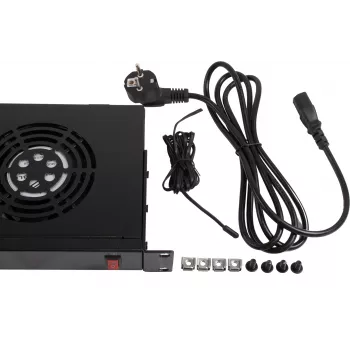 Rockstable 1U 19-tolline ventilatsioonielement - Jahutusventilaator - Must - Teras - 2 ventilaatorit - 12 cm - 330 m³/h (RS19-FT1U2TM)