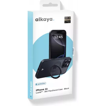 ALKAYA Lucid 360 FlexStand Case with MagSafe for iPhone 16 Black (CS-20226)