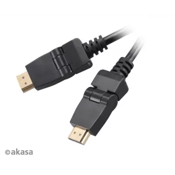 Akasa HDMI 2m kaabel - High Speed koos Ethernetiga, 4K @ 30Hz, kullatud, must