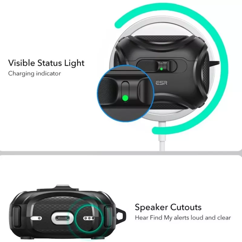 ESR Cyber FlickLock HaloLock MagSafe ümbris Apple AirPods Pro 3-le, must