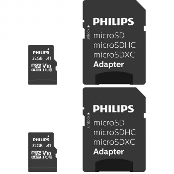 Philips MicroSDHC 2-Pack 32GB Class 10 UHS-I U1 koos adapteriga