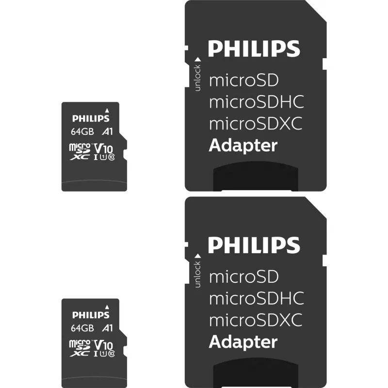 Philips MicroSDXC 2-Pack 64GB Class 10 UHS-I U1 koos adapteriga
