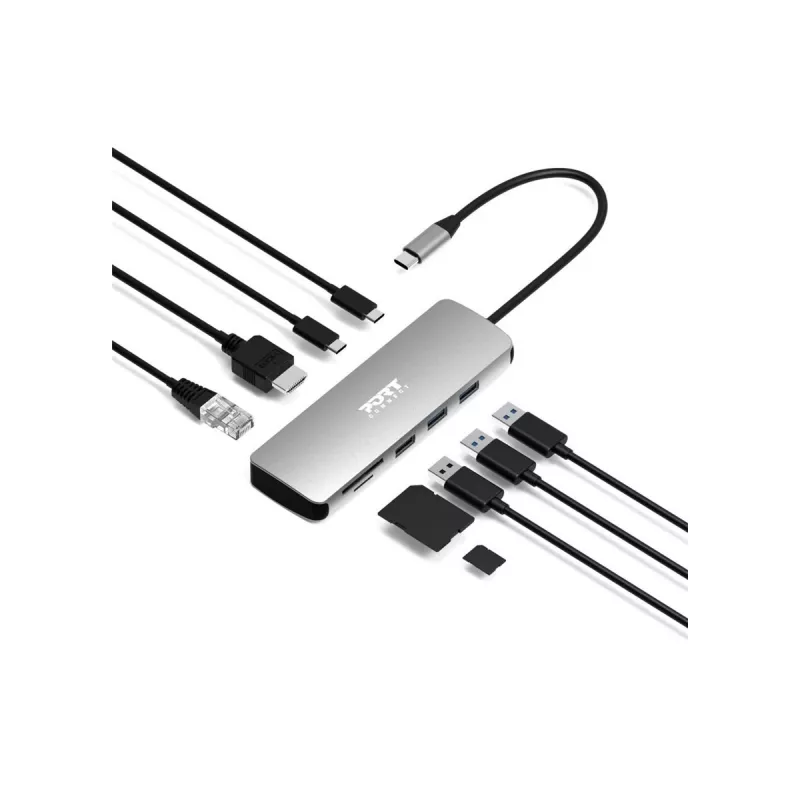 PORT Designs USB-C 9-in-1 dokkimisjaam 4K HDMI ja 85W PD-ga - Space Grey
