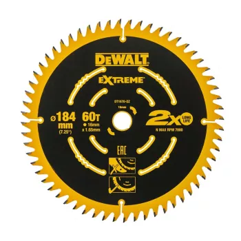 DEWALT DT1670 184mm 60T Ketassaeleht peente viimistluslõigete jaoks
