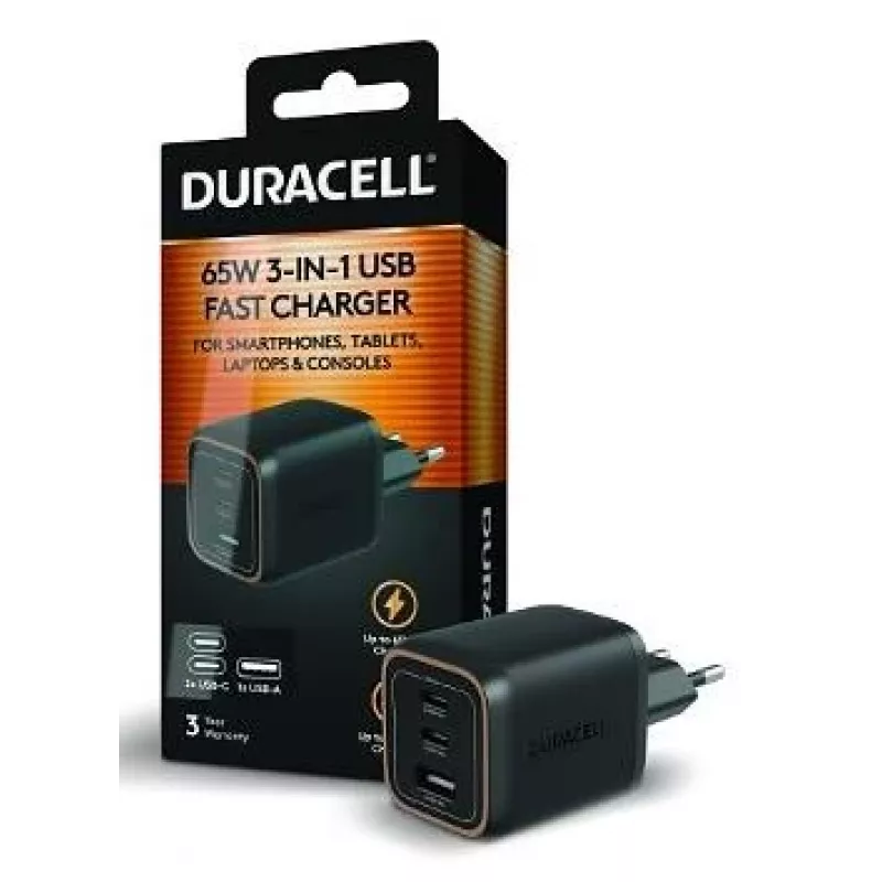Duracell Wall Charger PD 65W GaN 2 x USB-C