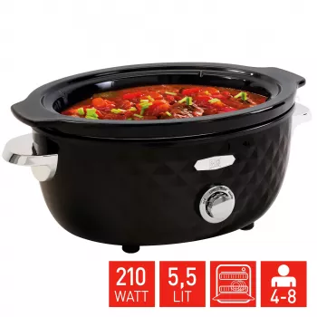 FRITEL Family Slow Cooker 5.5 Liter 210W Must/Hõbe