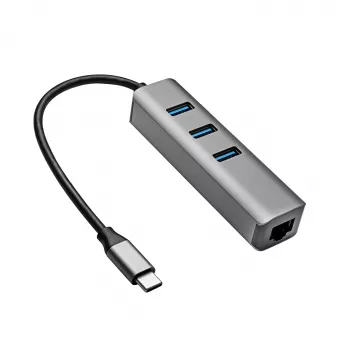 AKYGA AK-AD-66 USB-C Hub 3x USB 3.0 Gigabit Ethernet 15 cm