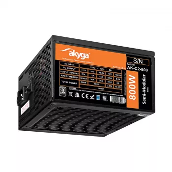 Akyga AK-C2-800 Classic 800 W ATX toiteplokk, poolmodulaarne, aktiivne PFC, 120 mm ventilaator