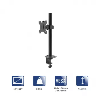 Akyga AK-MB-03 ühe monitori lauakinnitus, 15-32 tolli, 10 kg, VESA 75x75 / 100x100, must