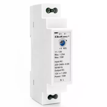QOLTEC DIN Rail Toiteplokk 15W 12V 1.25A Hall