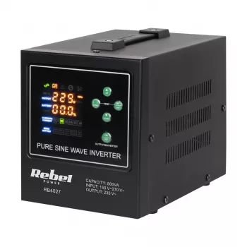Rebel POWER-800-LFP4 Puhas Siinuslaine Inverter/Laadija 12V 230V 800VA/500W