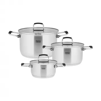 TEESA COOK PRIME 6-osaline pottide komplekt, roostevaba teras, induktsiooniga ühilduv