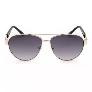 Guess GF0414-6032B Unisex Square Sunglasses, Shiny Black Frame, Brown Gradient Lens, 60/12/140 mm
