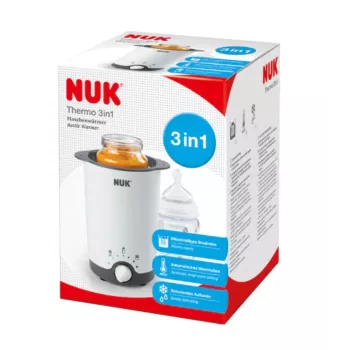 NUK Thermo 3-in-1 Baby Bottle & Food Warmer with Steam Heating, White/Black, 7.6 cm Chamber