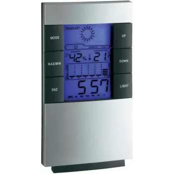 TFA 35.1087 Elektrooniline ilmajaam juhtmevaba välisanduriga, LCD-ekraan, aatomkell, ilmaennustus, kuufaas, äratus