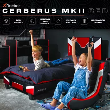 XROCKER mängu- ja võidusõiduvoodi 90x190cm punane tehisnahk
