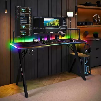 X Rocker Lumio XL RGB Gaming Desk with RGB Lighting & Mousepad, 140 cm