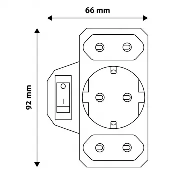 ENTAC seinakontakti adapter 2x Euro 1x Schuko lülitiga valge