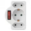 ENTAC seinakontakti adapter 2x Euro 1x Schuko lülitiga valge