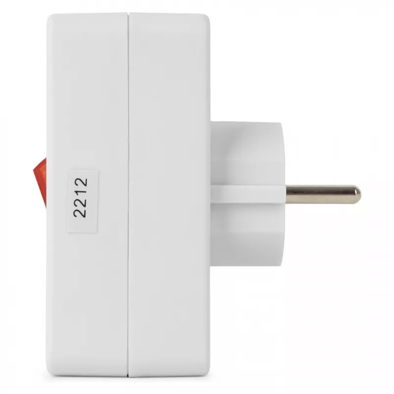 ENTAC seinakontakti adapter 2x Euro 1x Schuko lülitiga valge