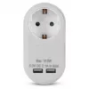 ENTAC seinakontaktpistikupesa 2x USB-A valge