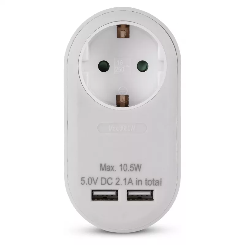 ENTAC seinakontaktpistikupesa 2x USB-A valge