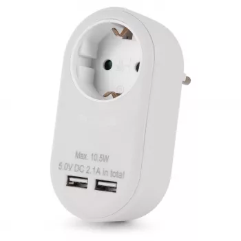 ENTAC seinakontaktpistikupesa 2x USB-A valge