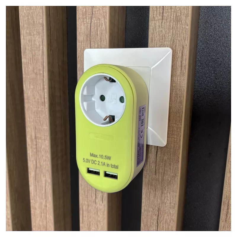ENTAC Pistikupesa adapter 2x USB-A Lubjakas