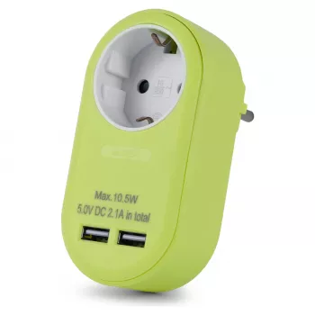 ENTAC Pistikupesa adapter 2x USB-A Lubjakas