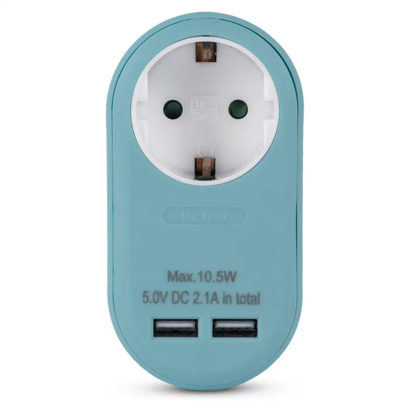 ENTAC Pistikupesa adapter 2x USB-A sinine