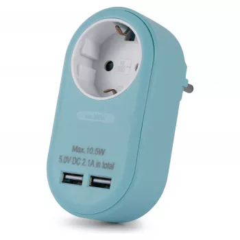 ENTAC Pistikupesa adapter 2x USB-A sinine
