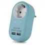 ENTAC Pistikupesa adapter 2x USB-A sinine